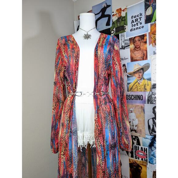 Leopard Colorful Long Duster - Picture 3 of 5